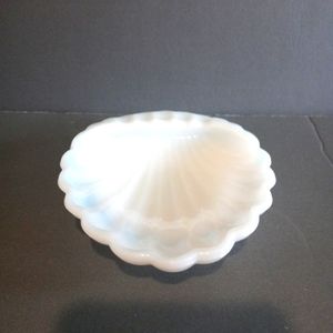 Milk glass Scalloped dish.